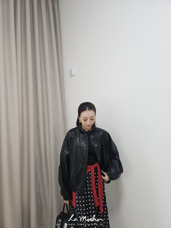 立領同色壓扣皮革外套(闆娘清單)
